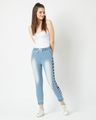 Shop Women's Blue Washed Mid Rise Regular Fit Joggers