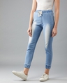 Shop Women's Blue Washed Mid Rise Regular Fit Joggers-Full