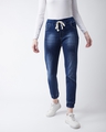 Shop Women's Blue Washed Mid Rise Relaxed Fit Joggers-Front