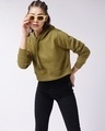 Shop Women's Green  Relaxed Fit Hoodie-Front