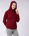 Shop Women's Maroon  Relaxed Fit Hoodie-Front