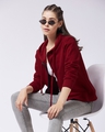 Shop Women's Maroon  Relaxed Fit Hoodie-Full