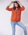 Shop Women's Red  Relaxed Fit Hoodie-Front