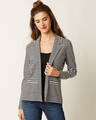 Shop Women's White Relaxed Fit Warm To Hot Striped Blazer-Front
