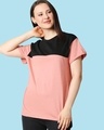 Shop Misty Pink-Black Color Block Boyfriend T-Shirt-Front