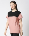 Shop Misty Pink-Black Color Block Boyfriend T-Shirt-Design
