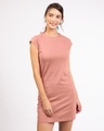 Shop Misty Pink Cap Sleeve Plain T-Shirt Dress-Front