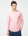 Shop Misty Pink Mandarin Collar Henley Full Sleeve Shirt-Front