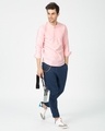 Shop Misty Pink Mandarin Collar Henley Full Sleeve Shirt-Full