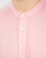 Shop Misty Pink Mandarin Collar Henley Full Sleeve Shirt