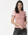 Shop Misty Pink - White Double Tape T-Shirt-Front