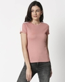 Shop Misty Pink -White Shoulder Sleeve T-Shirt-Front