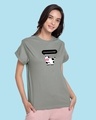 Shop Women's Grey Moody Typography Boyfriend T-shirt-Front