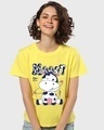 Shop Women's Yellow Moody Moo Graphic Printed T-shirt-Front