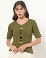 Shop Moody Women's Elbow Sleeve Round Neck T-shirt-Front