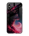 Shop Moon Wolf Printed Premium Glass Cover For iPhone X (Impact Resistant, Matte Finish)-Front