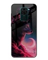 Shop Moon Wolf Printed Premium Glass Cover For Xiaomi Redmi Note 9 (Impact Resistant, Matte Finish)-Front