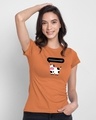 Shop Mooody Half Sleeve Printed T-Shirt Vintage Orange-Front