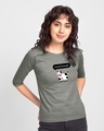 Shop Mooody Round Neck 3/4 Sleeve T-Shirt Meteor Grey-Front