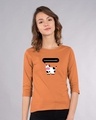 Shop Mooody Round Neck 3/4 Sleeve T-Shirt Vintage Orange-Front