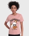 Shop Women's Pink More Espresso,Less Depresso Graphic Printed T-shirt-Front