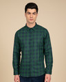Shop Moss Blue Checked Shirt-Front