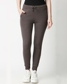 Shop Women's Grey Casual Slim Fit Joggers-Front