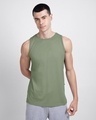 Shop Moss Green Round Neck Vest-Front