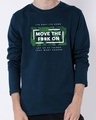 Shop Move on It Full Sleeve T-Shirt Navy Blue-Front