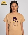 Shop Mulan Flower Gold Print Boyfriend T-Shirt (DL)