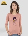 Shop Mulan Flower Gold print (DL) 3/4th Sleeve Slim Fit T-Shirt-Front