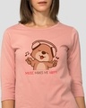 Shop Music Bear 3/4 Sleeve Slim Fit T-Shirt Misty Pink-Front