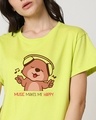 Shop Music Bear Boyfriend T-Shirt Neo Mint-Front
