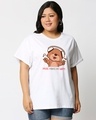 Shop Women's White Music Bear Graphic Printed Plus Size Boyfriend T-shirt-Front