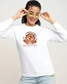 Shop Women's White Music Bear Graphic Printed Sweatshirt-Front