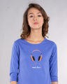 Shop Music Lover - Headphones Round Neck 3/4th Sleeve T-Shirt-Front