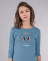 Shop Music Lover - Headphones Round Neck 3/4th Sleeve T-Shirt-Front