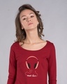 Shop Music Lover - Headphones Scoop Neck Full Sleeve T-Shirt-Front