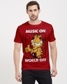 Shop Music On - Garfield OfficialHalf Sleeves Cotton T-shirt-Front