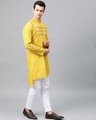Shop Mustard Solid Straight Kurta With Yoke Thread Work With Kurta Pyjama-Full
