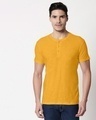 Shop Mustard Yellow Slub Henley T-Shirt-Front