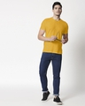 Shop Mustard Yellow Slub Henley T-Shirt-Full