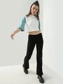 Shop Casual Three Fourth Sleeve Color Block Women Top-Full