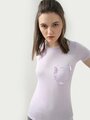 Shop Half Sleeve Ruffled Pocket Women Purple Top-Front