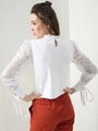 Shop Lace Sleeve Women White Top-Design
