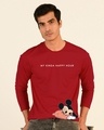 Shop My Kinda Happy Hours Full Sleeve T-Shirt (DL) Bold Red