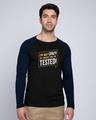 Shop My Mother Had Me Tested Full Sleeve Raglan T-Shirt Navy Blue-Black-Front