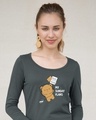 Shop My Sunday Plans-bear Scoop Neck Full Sleeve T-Shirt-Front