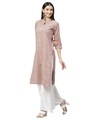 Shop Women's Multicolor Cotton Check 3/4 Sleeve Mandrin Neck Casual Kurta-Design
