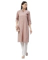 Shop Women's Multicolor Cotton Check 3/4 Sleeve Mandrin Neck Casual Kurta